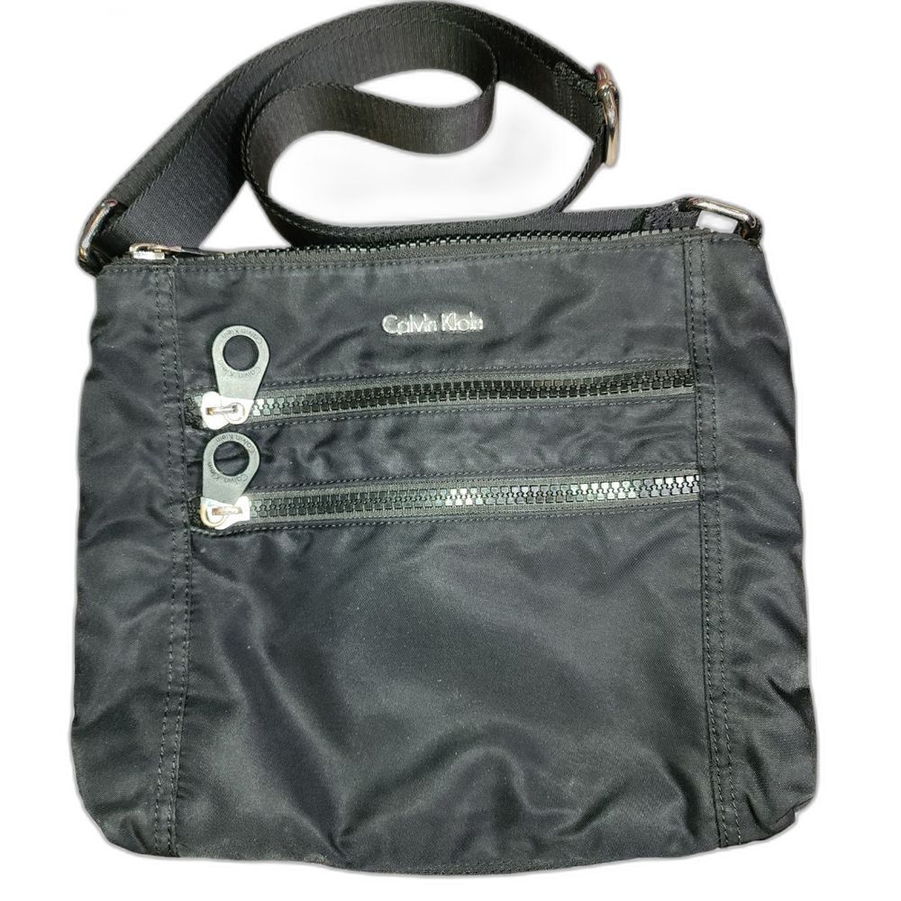 Calvin Klein Black Nylon Multi Pocket Adjustable Crossbody Bag 11"X9"X1"